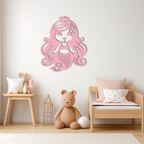 Pink Mermaid Silhouette Metal Wall Art – Cute Ocean Fantasy Wall Decor for Girls - KAFGP152