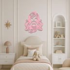 Pink Mermaid Silhouette Metal Wall Art – Cute Ocean Fantasy Wall Decor for Girls - KAFGP152