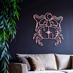 Cancer Zodiac Sign Silhouette – Pink Metal Wall Art - KAFGP164