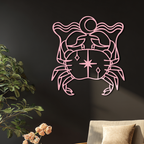 Cancer Zodiac Sign Silhouette – Pink Metal Wall Art - KAFGP164