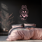 Labubu Bunny Costume Silhouette Modern Home Décor - Pink Metal Wall Art - KAFGP167