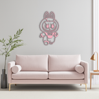 Labubu Bunny Costume Silhouette Modern Home Décor - Pink Metal Wall Art - KAFGP167