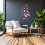 Labubu Bunny Costume Silhouette Modern Home Décor - Pink Metal Wall Art - KAFGP167