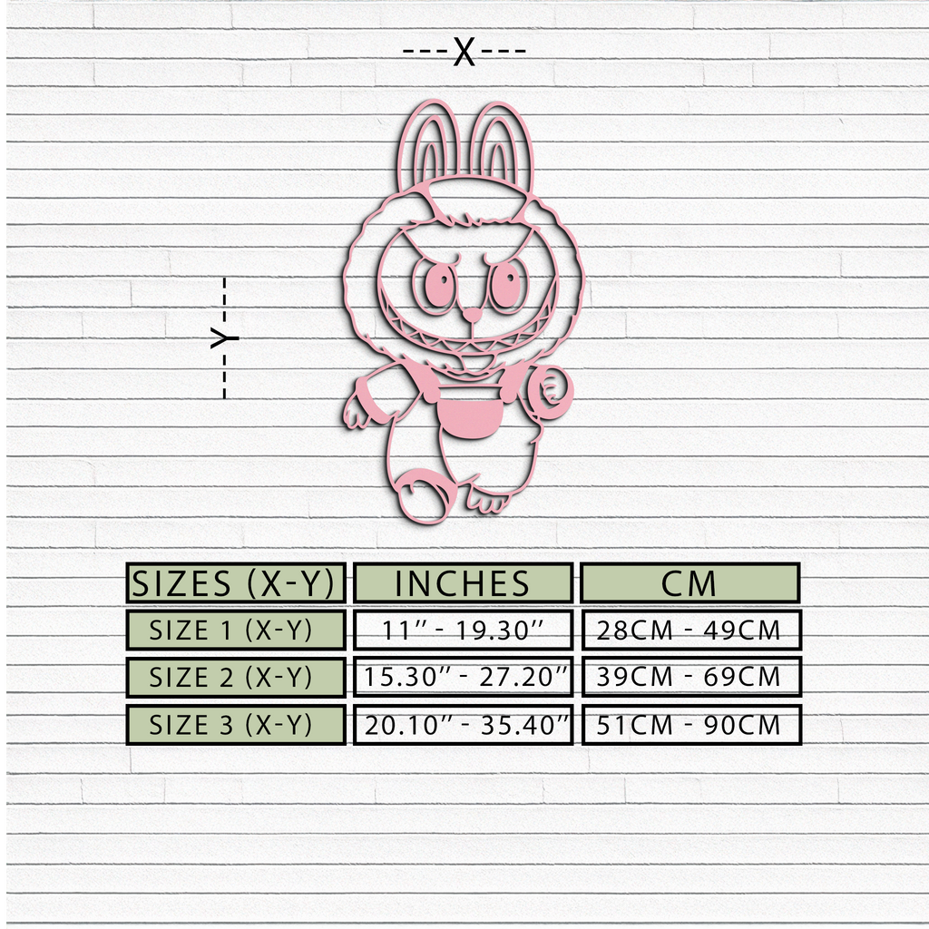 Labubu Bunny Costume Silhouette Modern Home Décor - Pink Metal Wall Art - KAFGP167