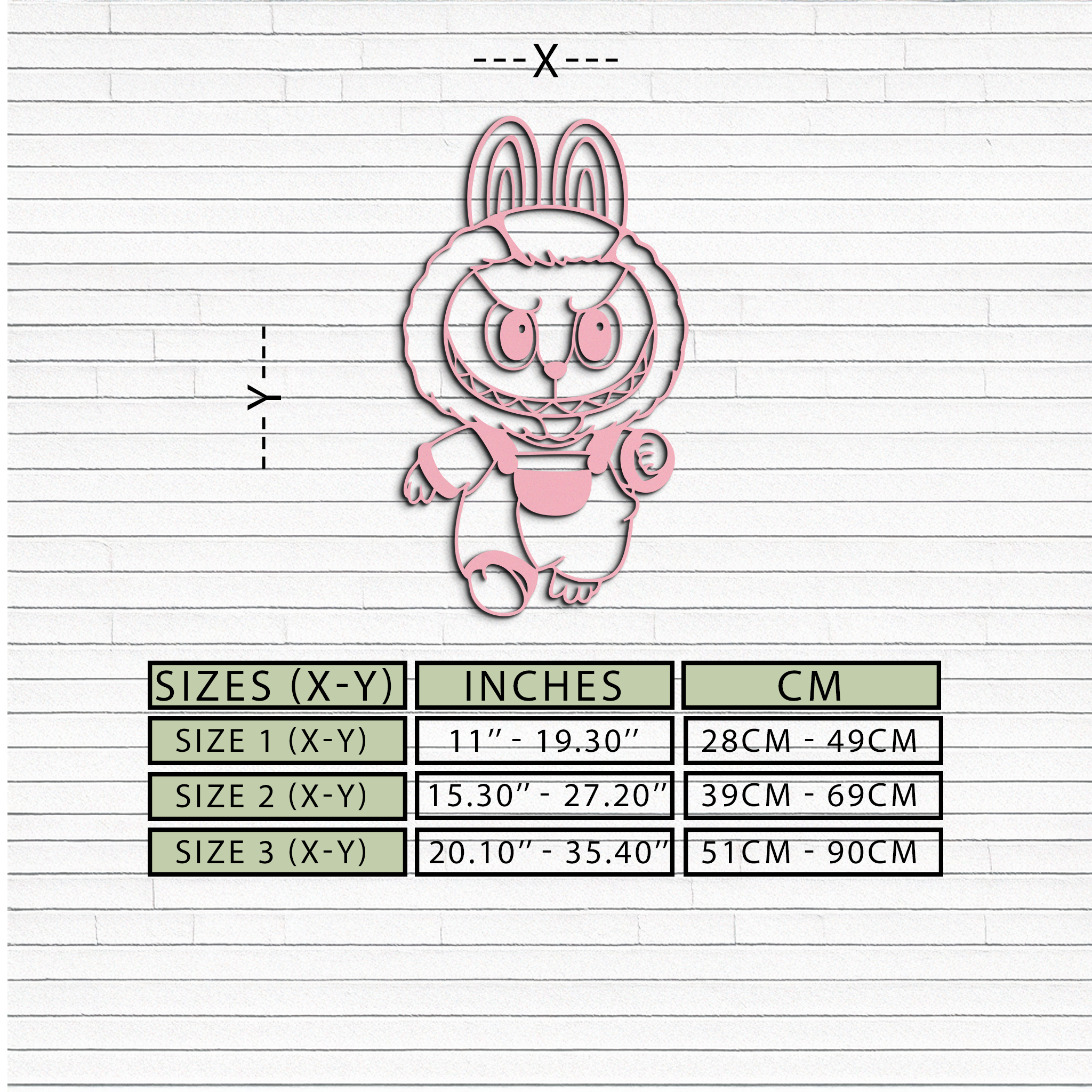 Labubu Bunny Costume Silhouette Modern Home Décor - Pink Metal Wall Art - KAFGP167