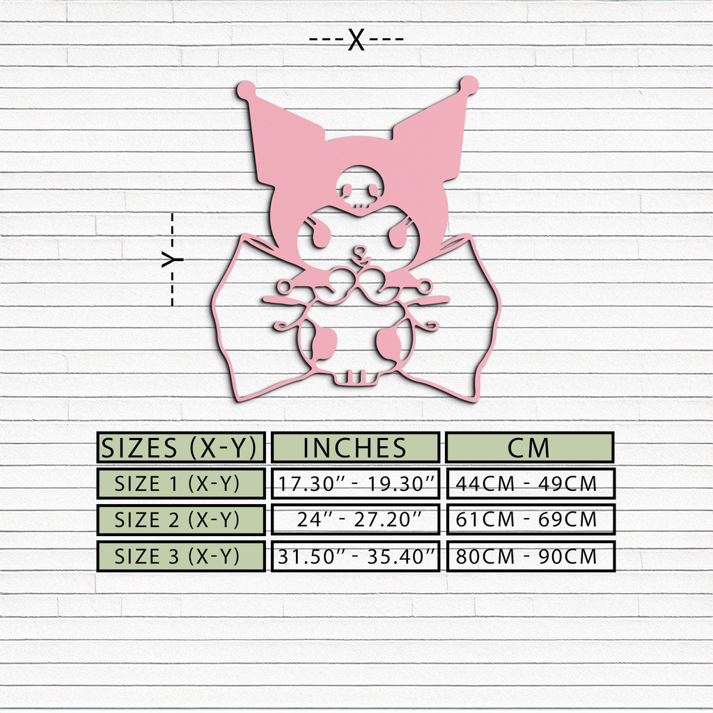 Kuromi Character Silhouette – Pink Metal Wall Art - KAFGP168