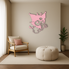 Kuromi Devil Girl Silhouette – Pink Metal Wall Art Home Decoration - KAFGP169
