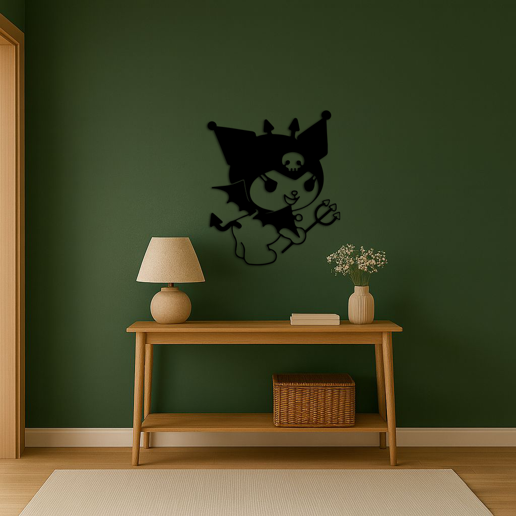 Kuromi Devil Girl Silhouette – Pink Metal Wall Art Home Decoration - KAFGP169
