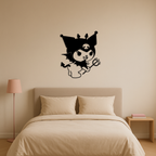 Kuromi Devil Girl Silhouette – Pink Metal Wall Art Home Decoration - KAFGP169