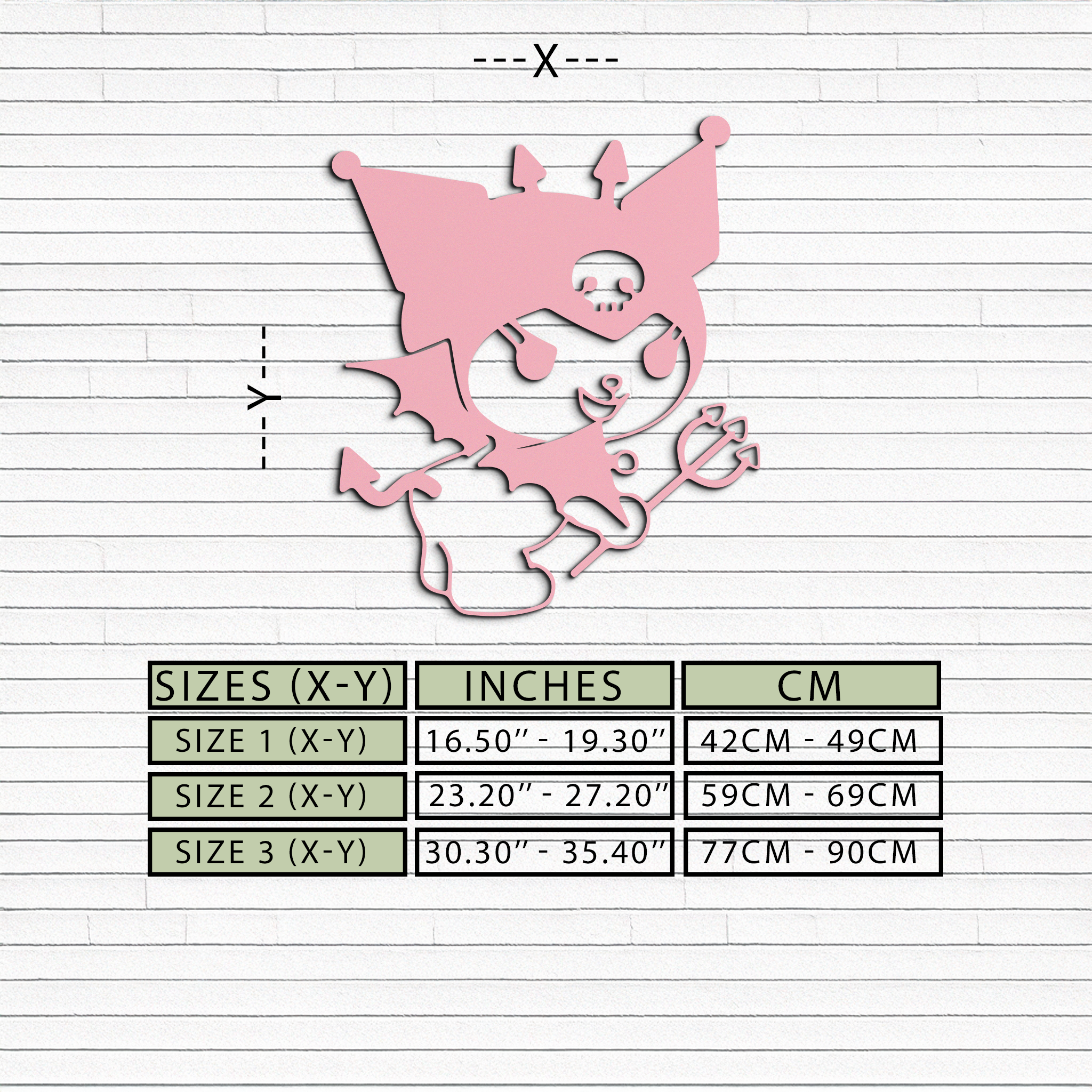 Kuromi Devil Girl Silhouette – Pink Metal Wall Art Home Decoration - KAFGP169