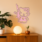 Hello Kitty Silhouette Modern Wall Art – Pink Metal Home Décor - KAFGP170