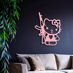 Hello Kitty Silhouette Modern Wall Art – Pink Metal Home Décor - KAFGP170