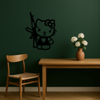 Hello Kitty Silhouette Modern Wall Art – Pink Metal Home Décor - KAFGP170