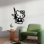 Hello Kitty Silhouette Modern Wall Art – Pink Metal Home Décor - KAFGP170