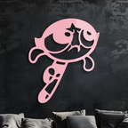 Powerpuff Girl Silhouette Modern Wall Art – Pink Metal Home Décor - KAFGP171