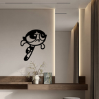 Powerpuff Girl Silhouette Modern Wall Art – Pink Metal Home Décor - KAFGP171