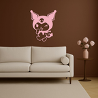 Cute Kuromi Winking Silhouette – Pink Metal Wall Art for Modern Décor - KAFGP172