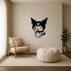 Cute Kuromi Winking Silhouette – Pink Metal Wall Art for Modern Décor - KAFGP172