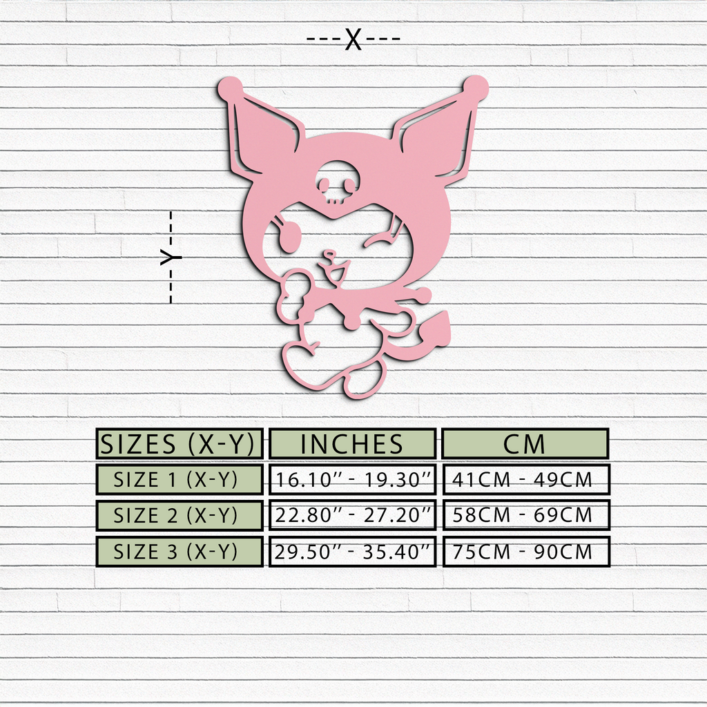 Cute Kuromi Winking Silhouette – Pink Metal Wall Art for Modern Décor - KAFGP172