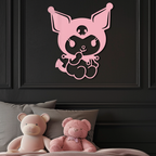 Kuromi Sitting Pose Cute Pink Metal Wall Art – Modern Anime Inspired Home Decor - KAFGP173
