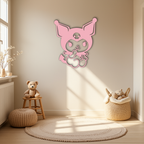 Kuromi Sitting Pose Cute Pink Metal Wall Art – Modern Anime Inspired Home Decor - KAFGP173