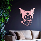 Kuromi Sitting Pose Cute Pink Metal Wall Art – Modern Anime Inspired Home Decor - KAFGP173