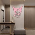 Kuromi Sitting Pose Cute Pink Metal Wall Art – Modern Anime Inspired Home Decor - KAFGP173