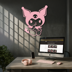 Kuromi Sitting Pose Cute Pink Metal Wall Art – Modern Anime Inspired Home Decor - KAFGP173