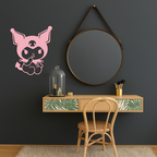 Kuromi Sitting Pose Cute Pink Metal Wall Art – Modern Anime Inspired Home Decor - KAFGP173