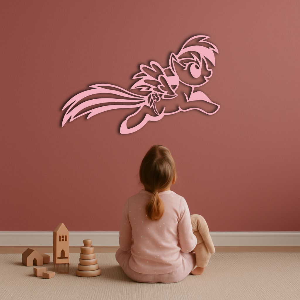 My Little Pony Flying Silhouette – Pink Metal Wall Art - KAFGP174
