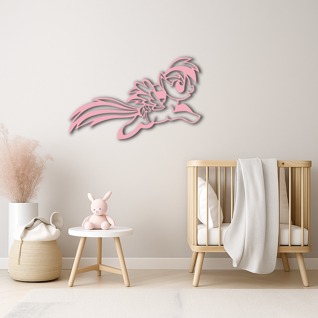 My Little Pony Flying Silhouette – Pink Metal Wall Art - KAFGP174