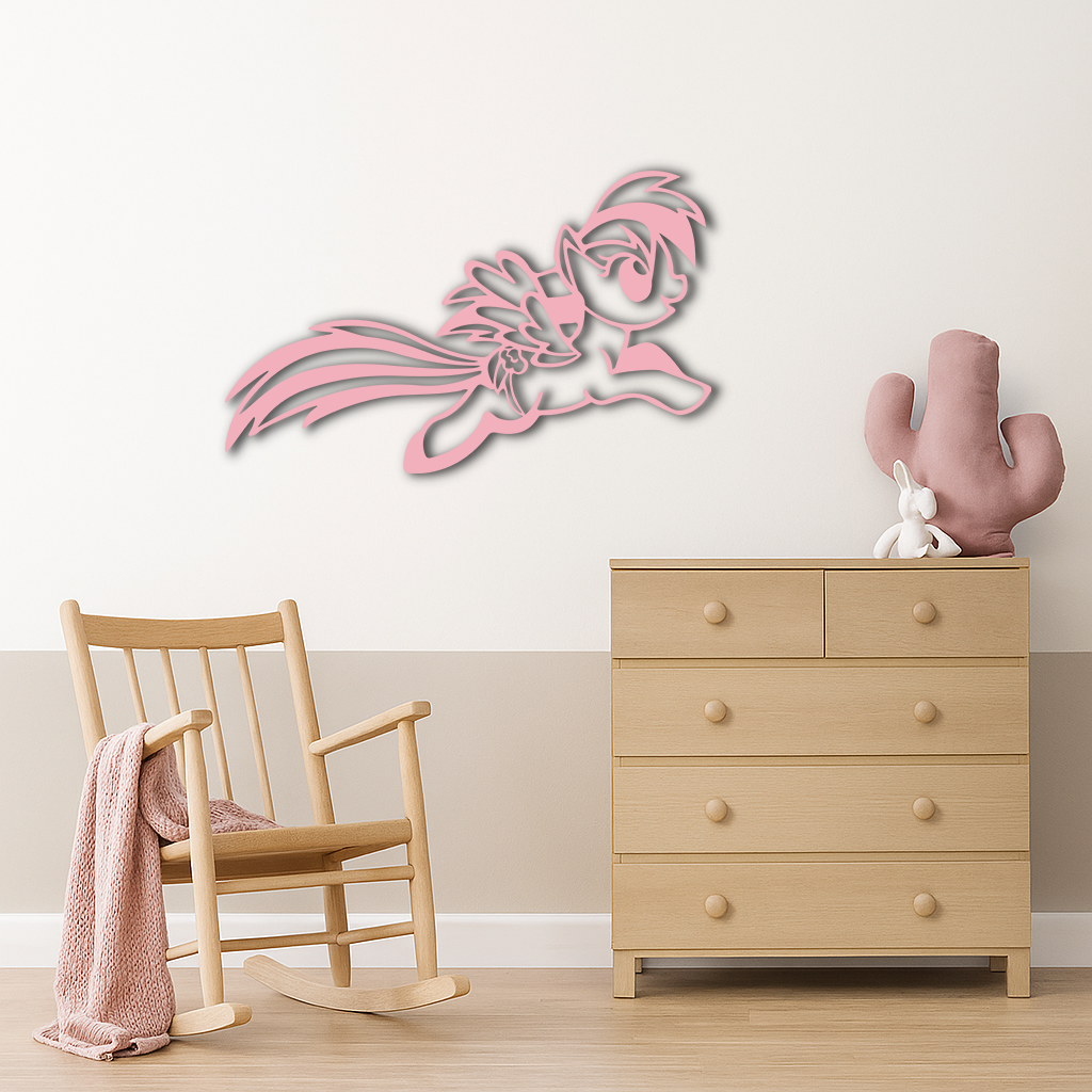 My Little Pony Flying Silhouette – Pink Metal Wall Art - KAFGP174