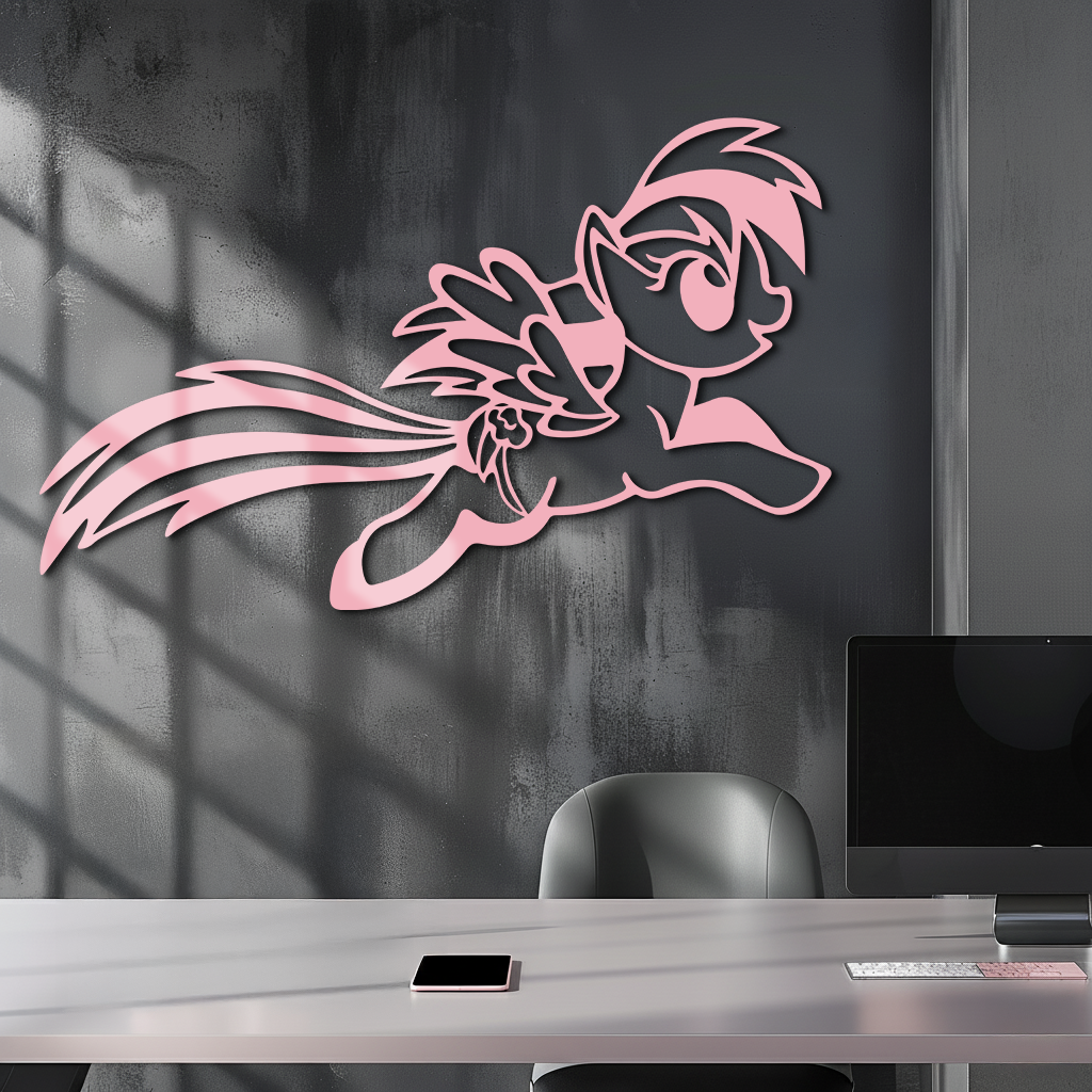 My Little Pony Flying Silhouette – Pink Metal Wall Art - KAFGP174