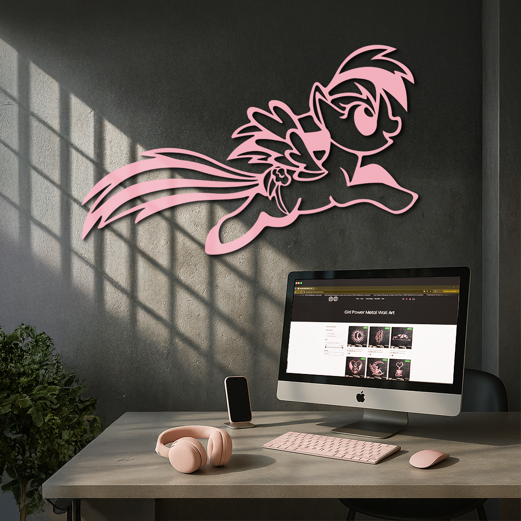 My Little Pony Flying Silhouette – Pink Metal Wall Art - KAFGP174