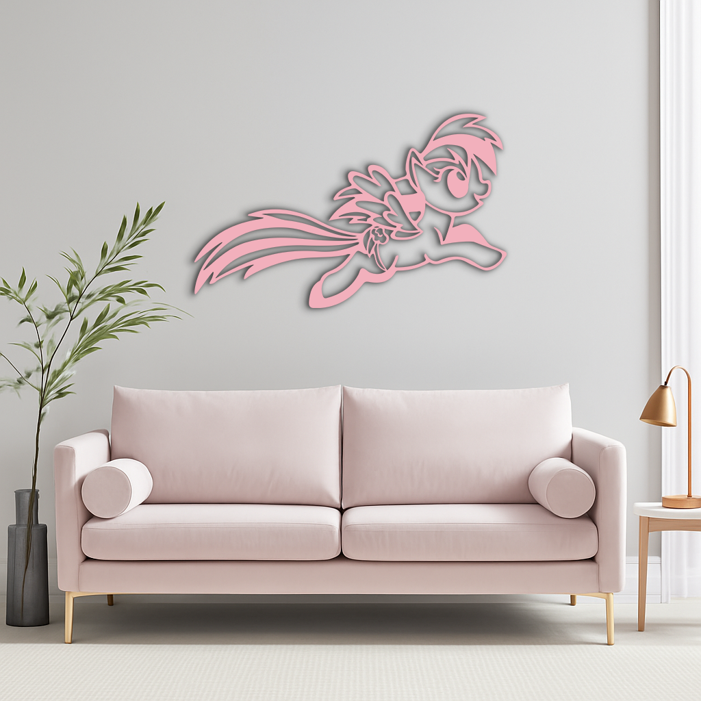 My Little Pony Flying Silhouette – Pink Metal Wall Art - KAFGP174