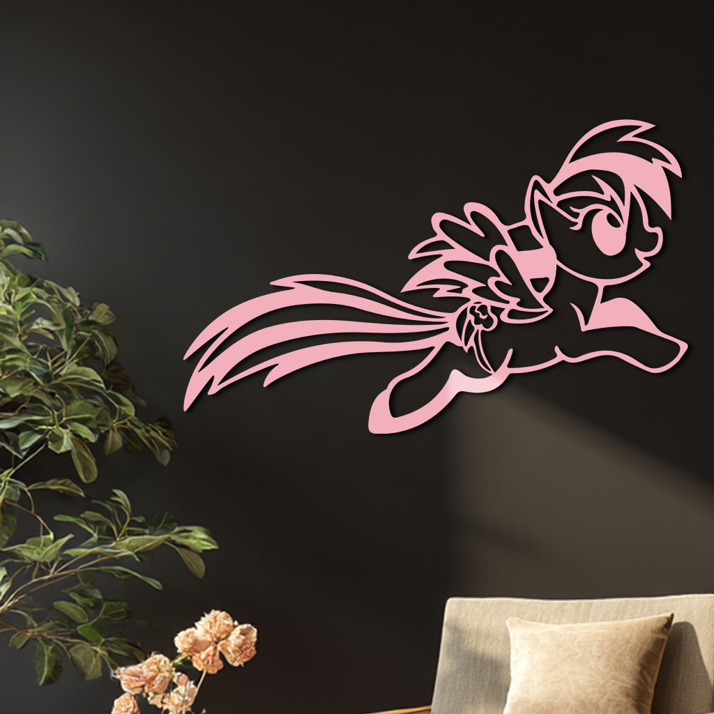 My Little Pony Flying Silhouette – Pink Metal Wall Art - KAFGP174