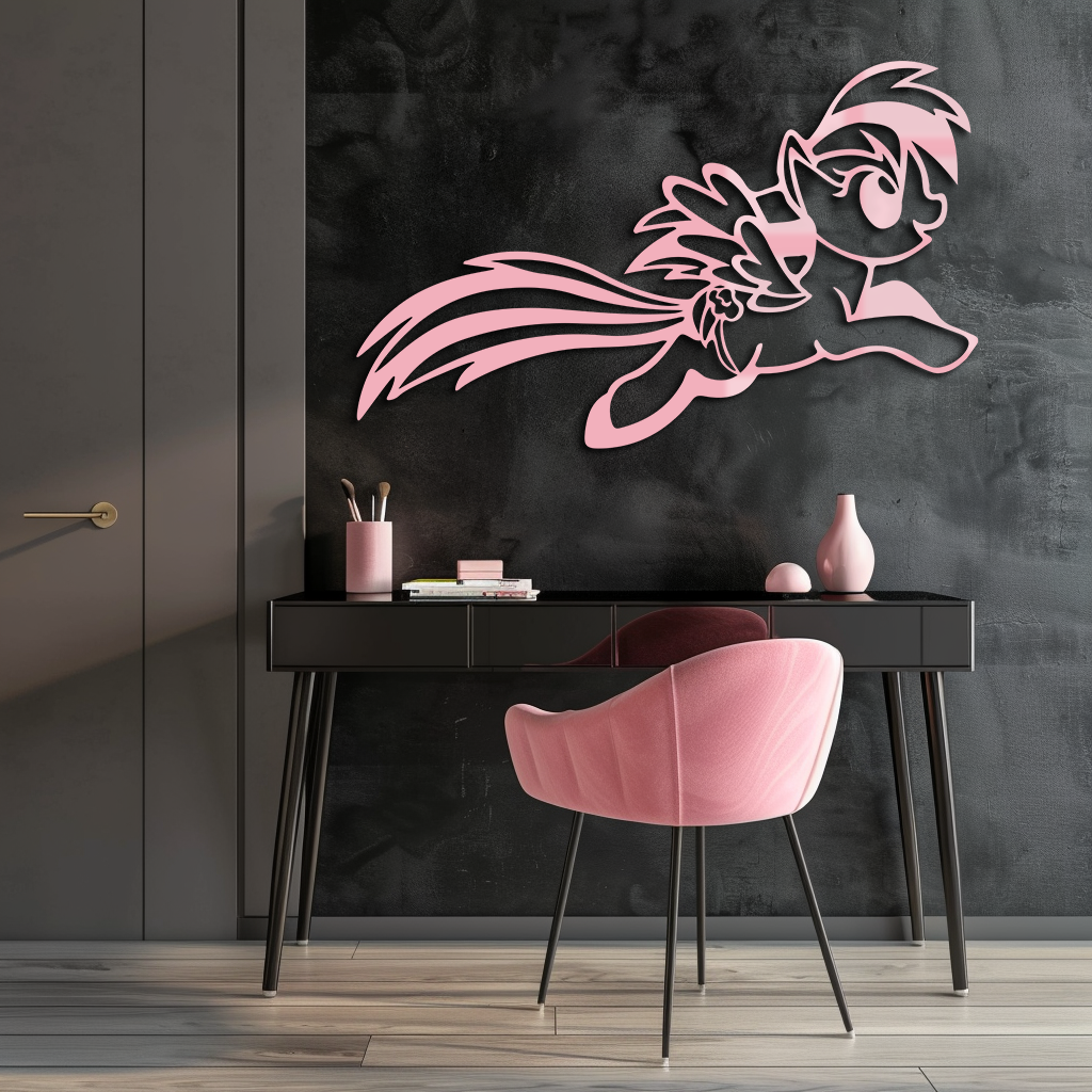 My Little Pony Flying Silhouette – Pink Metal Wall Art - KAFGP174