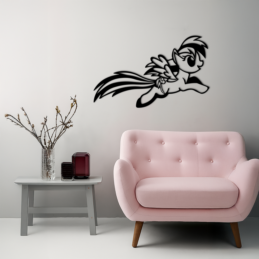 My Little Pony Flying Silhouette – Pink Metal Wall Art - KAFGP174