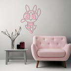 Powerpuff Girl Bunny Style Pink Metal Wall Art – Modern Cartoon Décor - KAFGP177