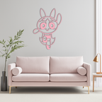 Powerpuff Girl Bunny Style Pink Metal Wall Art – Modern Cartoon Décor - KAFGP177
