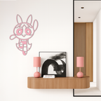 Powerpuff Girl Bunny Style Pink Metal Wall Art – Modern Cartoon Décor - KAFGP177