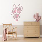 Powerpuff Girl Bunny Style Pink Metal Wall Art – Modern Cartoon Décor - KAFGP177