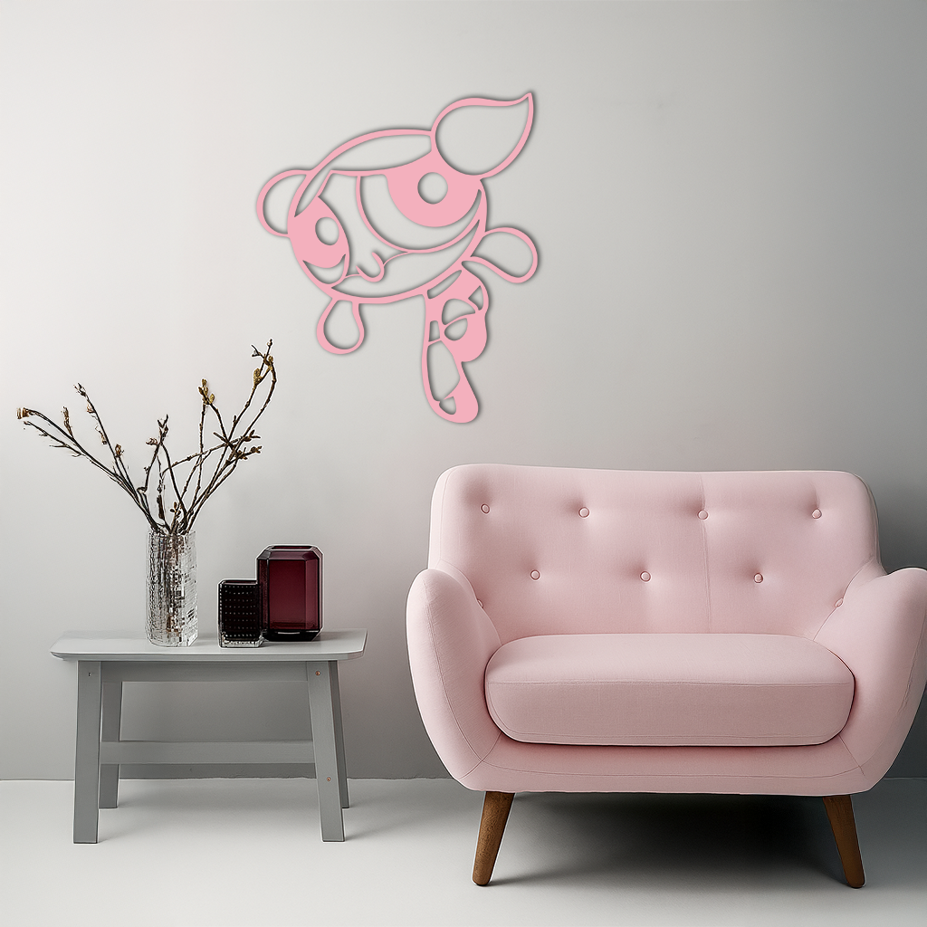 Pink Powerpuff Girl Metal Wall Art – Cartoon Inspired Modern Home Decor - KAFGP178