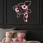 Pink Powerpuff Girl Metal Wall Art – Cartoon Inspired Modern Home Decor - KAFGP178