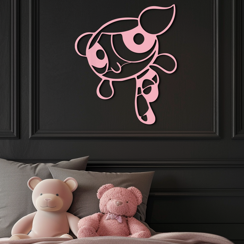 Pink Powerpuff Girl Metal Wall Art – Cartoon Inspired Modern Home Decor - KAFGP178
