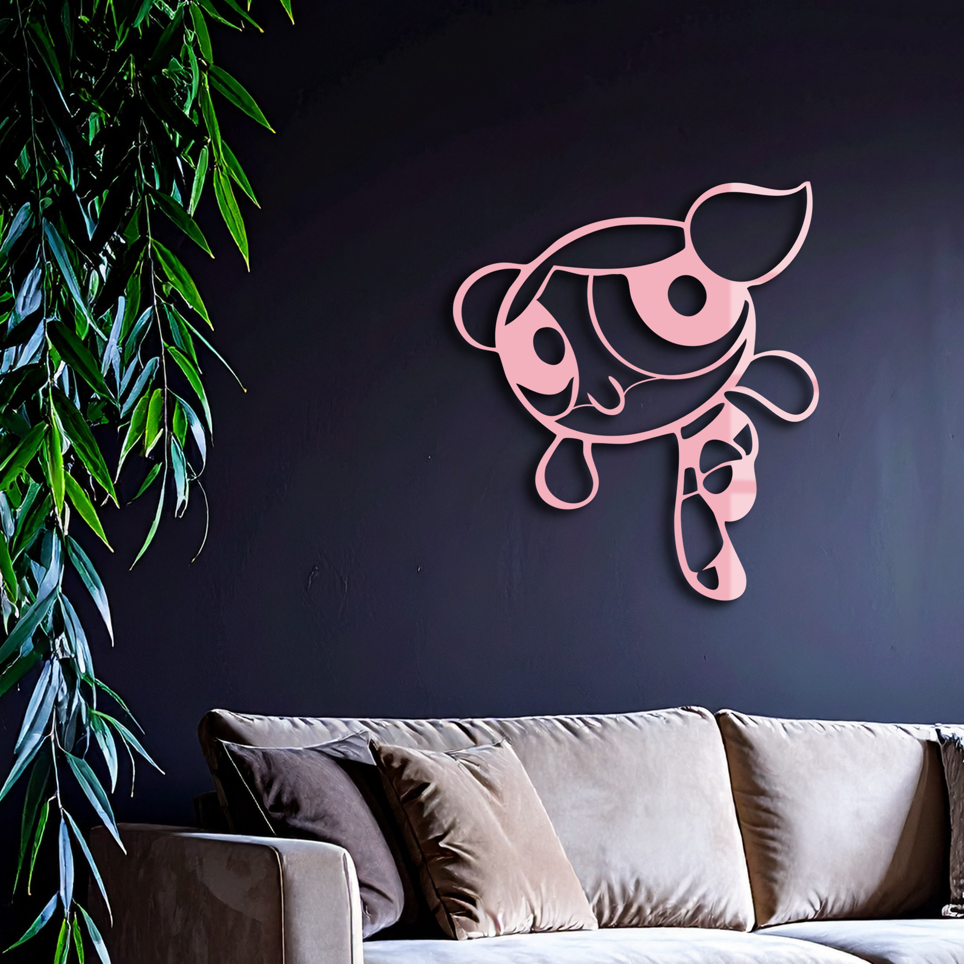 Pink Powerpuff Girl Metal Wall Art – Cartoon Inspired Modern Home Decor - KAFGP178
