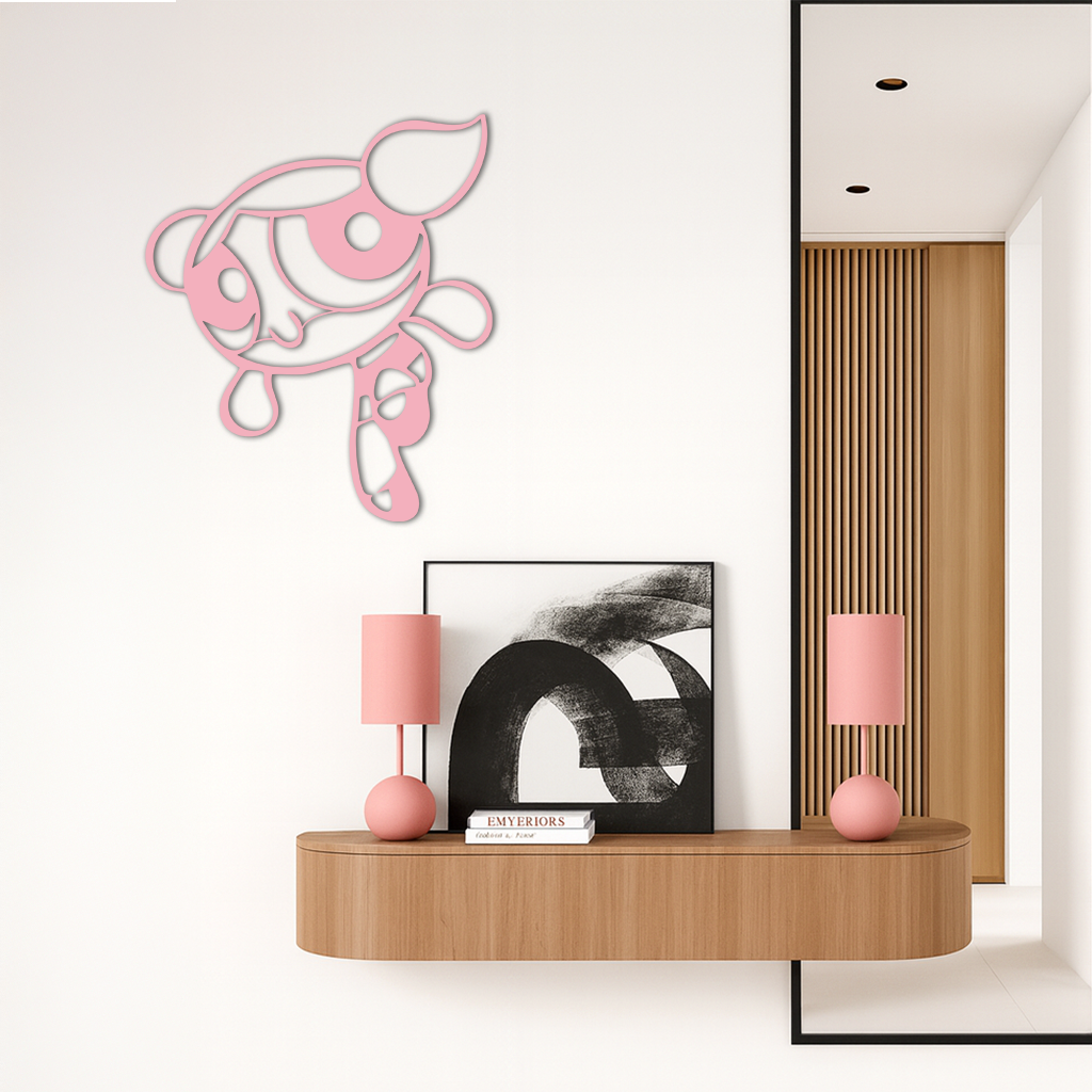 Pink Powerpuff Girl Metal Wall Art – Cartoon Inspired Modern Home Decor - KAFGP178