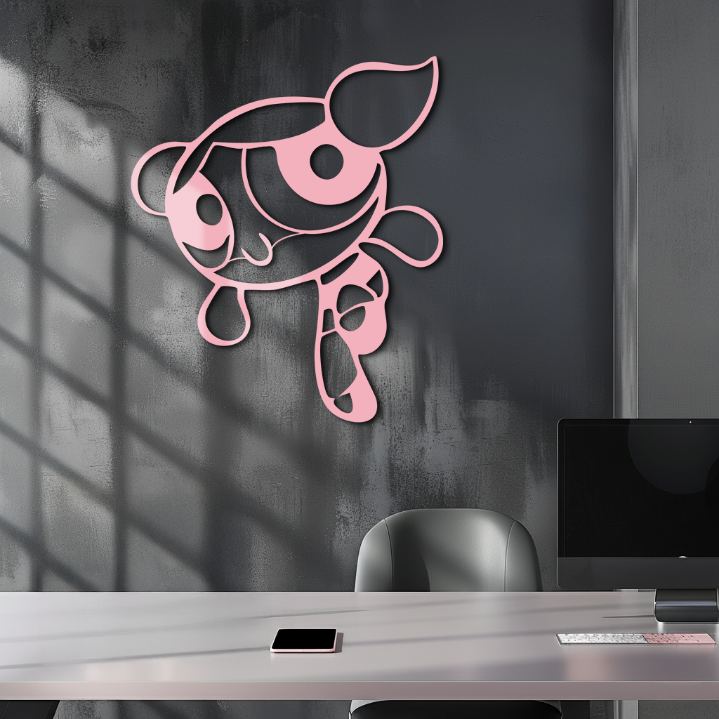 Pink Powerpuff Girl Metal Wall Art – Cartoon Inspired Modern Home Decor - KAFGP178