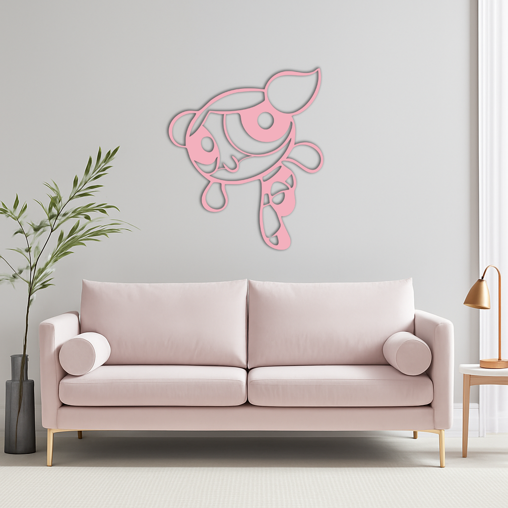 Pink Powerpuff Girl Metal Wall Art – Cartoon Inspired Modern Home Decor - KAFGP178