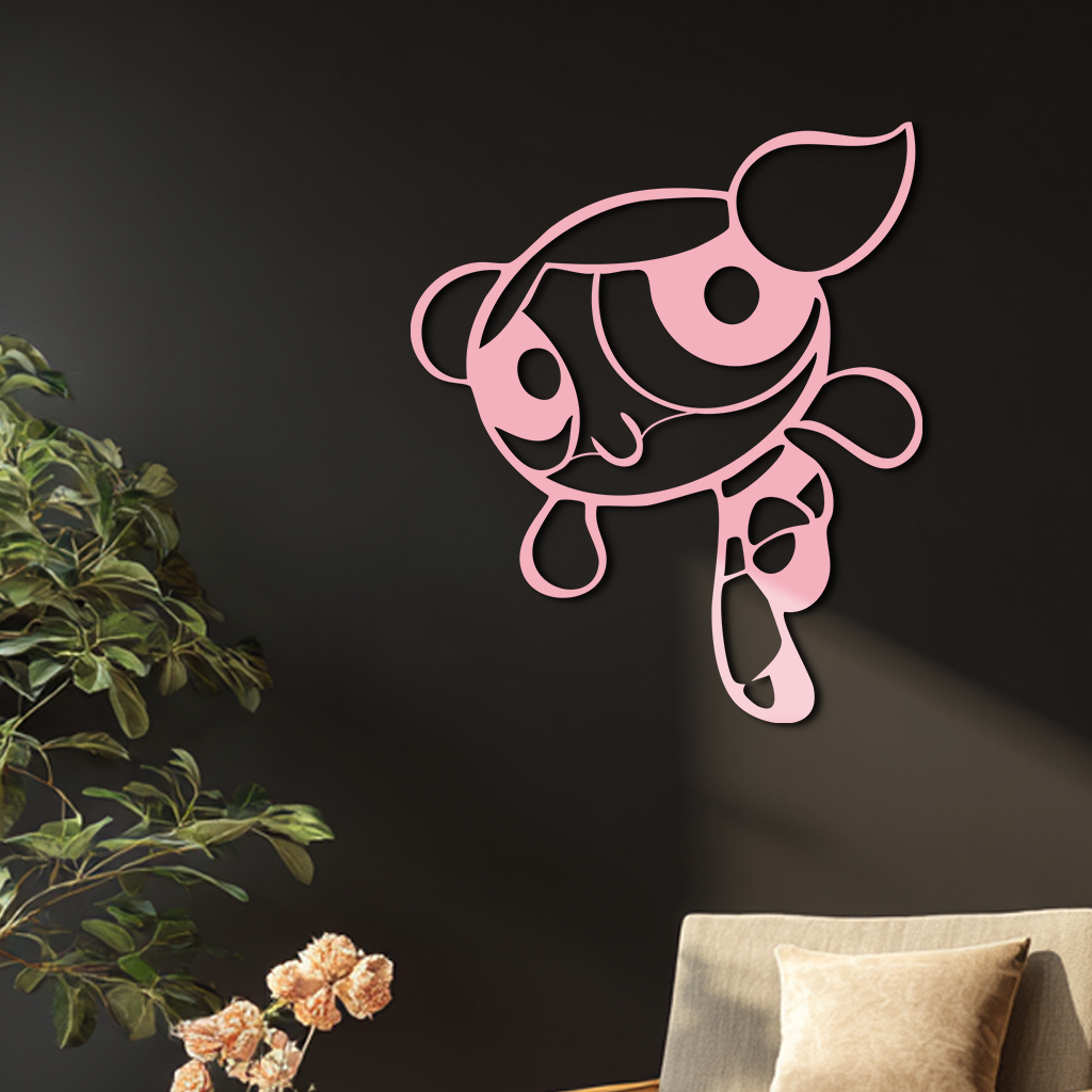 Pink Powerpuff Girl Metal Wall Art – Cartoon Inspired Modern Home Decor - KAFGP178